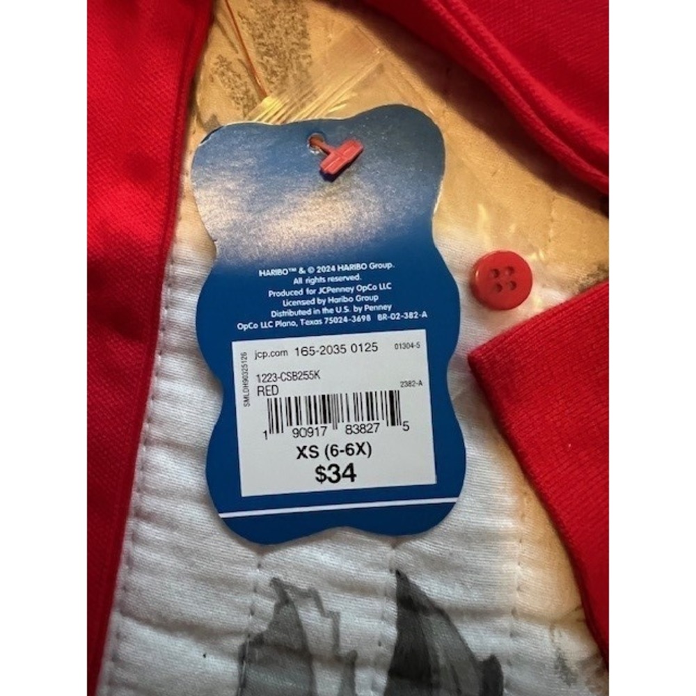 Haribo Youth Gummy Bear Red Long Sleeve Polo Size Extra Small (6-6X) NWT - Picture 5 of 7